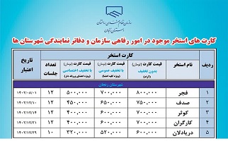 کارت های استخر موجود در امور رفاهی سازمان و دفاتر نمایندگی شهرستانها