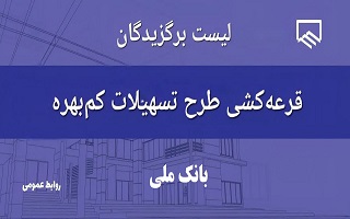 لیست برگزیدگان دومین قرعهکشی طرح تسهیلات کمبهره سازمان نظام مهندسی ساختمان زنجان (بانک ملی) لیست برگزیدگان دومین قرعهکشی طرح تسهیلات کمبهره سازمان نظام مهندسی ساختمان زنجان (بانک ملی)